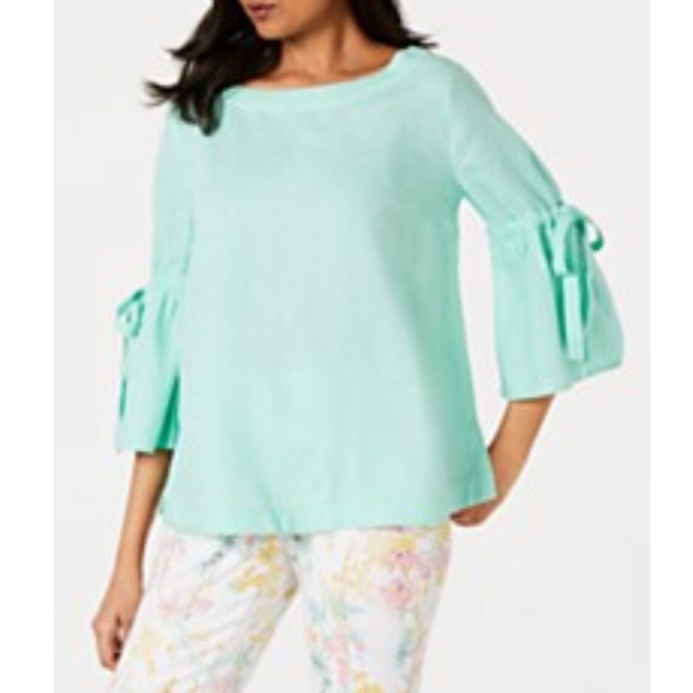 Linen mint green cute top_PS_charter club
